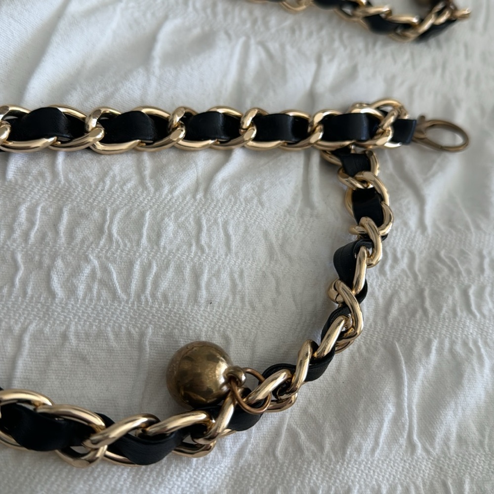 Leather chain belt black gold - Picture 3 of 4